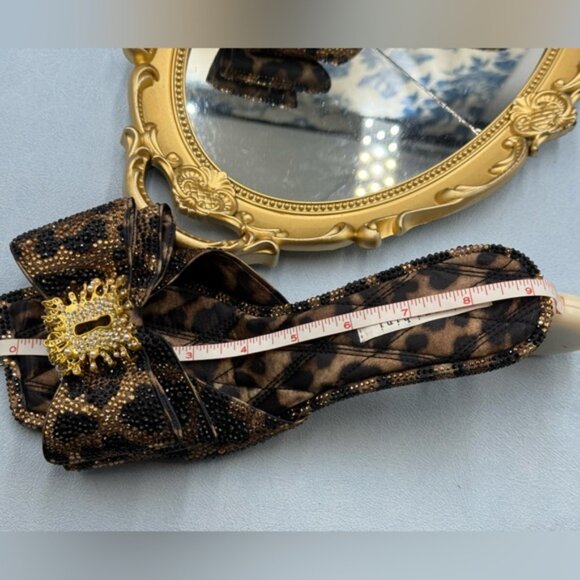 🆕 GIANNI BINI 🧿NWOB PeekaTwo Leopard Print Crystal Keyhole Ornament Sandal Sz7 - Picture 14 of 16
